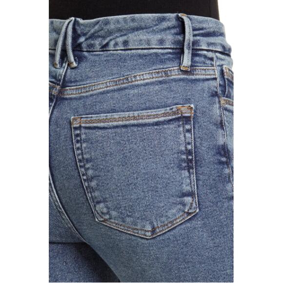 GOOD AMERICAN NWT Good Waist Chew Hem Cropped Jeans In Blue799 // 0 (25) - Picture 3 of 15